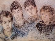 Claude Monet The Four Hoschede Childern Jacques,Suzanne,Blanche and Germaine Sweden oil painting artist